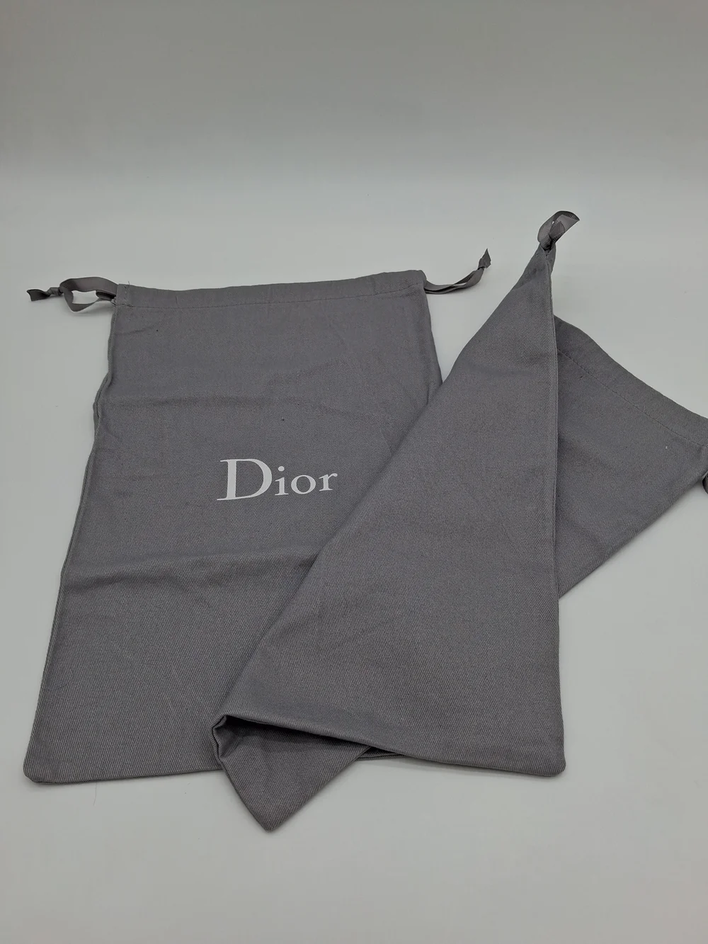 DIOR Gray Logo Drawstring Dust Storage Bags Set of 2 EUC